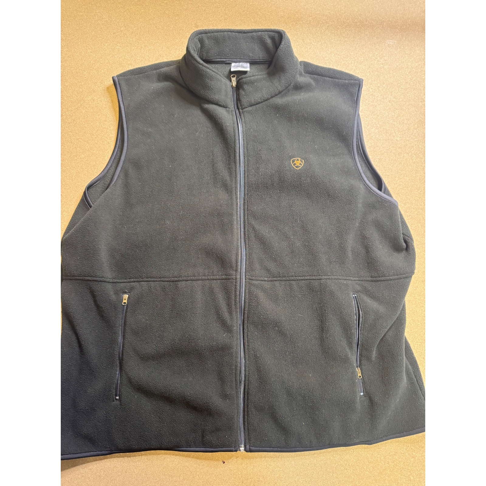Ariat Mens Fleece Vest Black Full Zip Mock Neck Logo Xxl $89